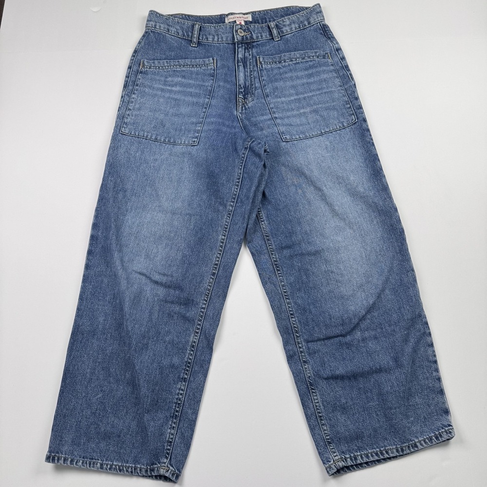 Lucky Brand Jeans Womens 6 28 (30x25) Blue High Rise Wide Leg Crop Casual Denim
